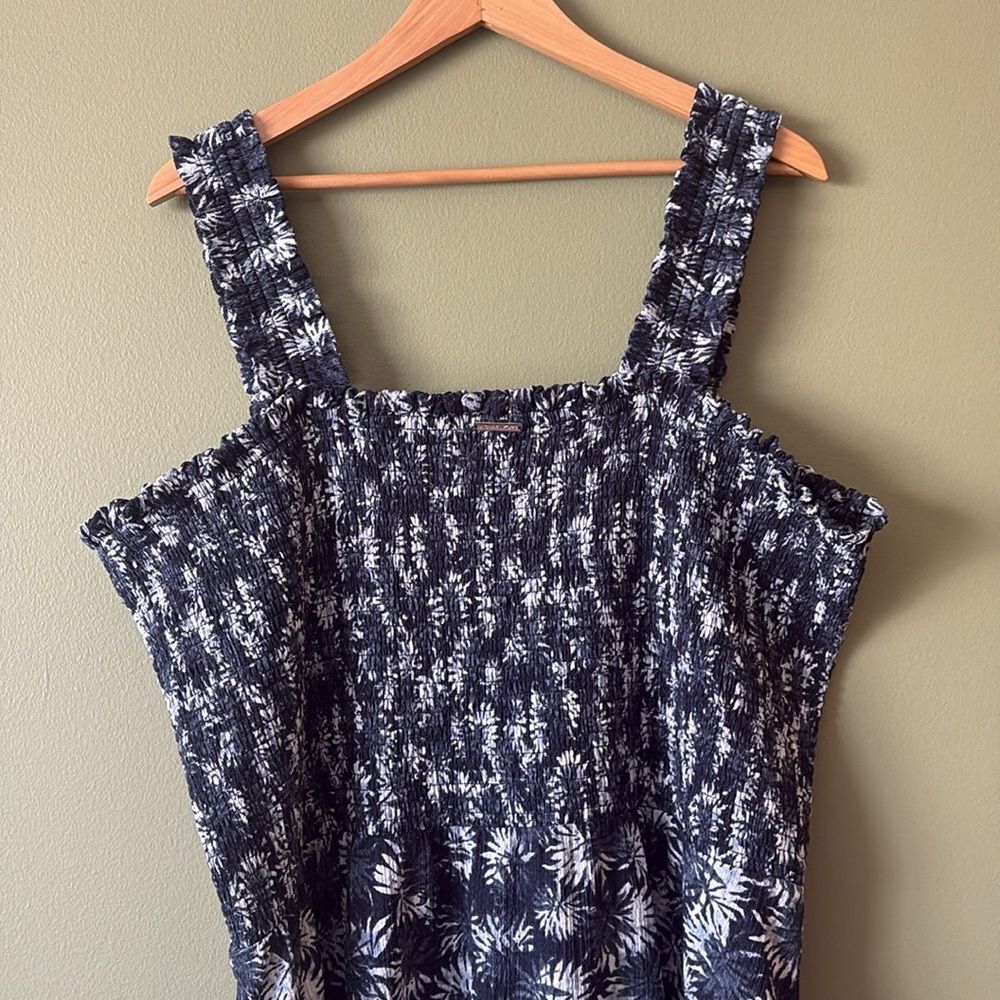 Michael Kors Tie Dye Palm Leaves Tropical Printed Smocked Maxi Dress Plus 3X - Picture 6 of 8